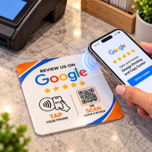 Custom Acrylic NFC + QR Countertop Plate