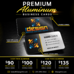 Premium aluminum business cards with custom printing