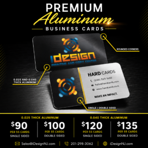 Premium aluminum business cards with custom printing